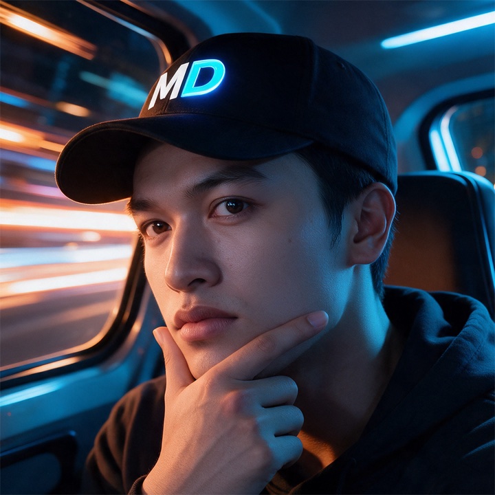 Mark Dean in a car at night, city lights streaking past